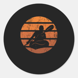 Vintage kanoe rower retro kayak paddsport ronde sticker