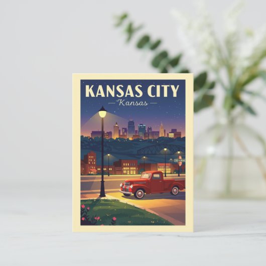 Vintage Kansas City Briefkaart (Staand voorkant)
