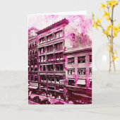 Vintage Kansas City Pink Grunge Kaart (Gele Bloem)