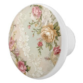 Vintage Kant en Rozen Keramische Knop (Rechts)