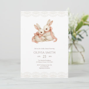 Vintage Kanten Roze Some Bunny Baby Shower Kaart