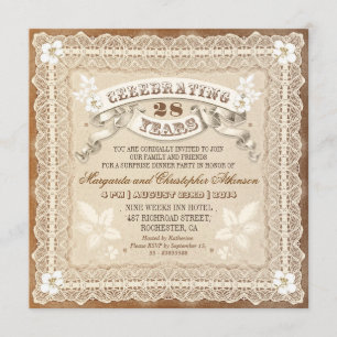 vintage kanten typografische jubileum uitnodiginge kaart
