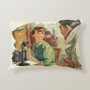 Vintage kantoor, CEO baas en secretaresse Accent Kussen