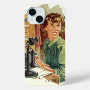 Vintage kantoor, CEO baas en secretaresse iPhone 15 Case