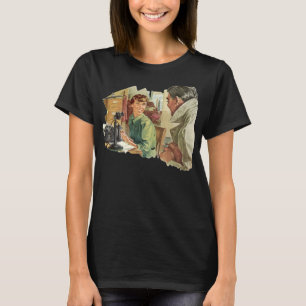 Vintage kantoor, CEO baas en secretaresse T-shirt