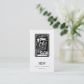 Vintage Kappers Tarot Logo Monogram Visitekaartje (Staand voorkant)