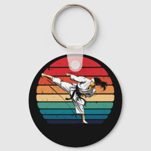 Vintage Karate Martial Arts Vrouwen Sleutelhanger