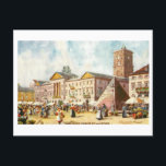 Vintage Karlsruhe Market and City Hall Briefkaart<br><div class="desc">This postcard is a reproduction of a vintage travel postcard showing the marketplace and city hall in Karlsruhe,  Germany.</div>