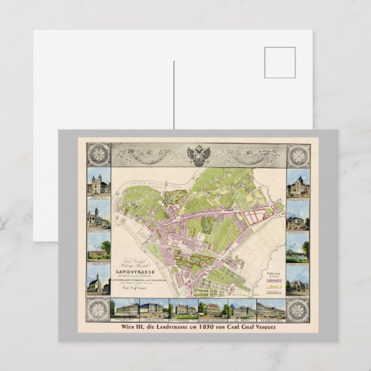 Vintage Karte Österreich Wien | Landstrasse1830 Briefkaart (Voorkant / Achterkant)