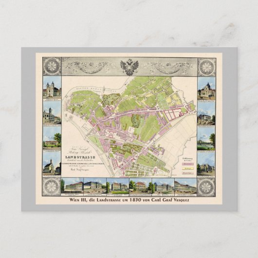 Vintage Karte Österreich Wien | Landstrasse1830 Briefkaart (Voorkant)