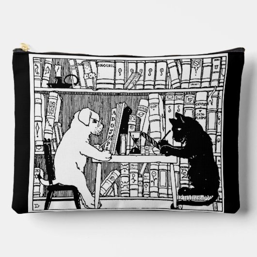 Vintage kat en hond Bibliotheek Boek literair Etui (Voorkant)