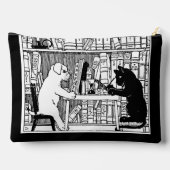Vintage kat en hond Bibliotheek Boek literair Etui (Achterkant)