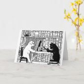 Vintage kat en hond Bibliotheek Boek literair  Kaart (Gele Bloem)