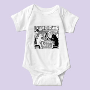 Vintage kat en hond Bibliotheek Boek Literair Romper