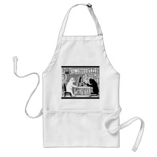 Vintage kat en hond Bibliotheek Boek literair Standaard Schort