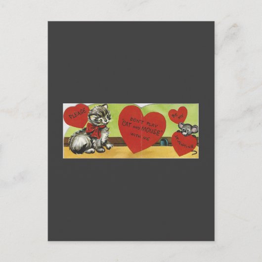 Vintage "Kat en Muis" Valentijn Feestdagenkaart (Voorkant)