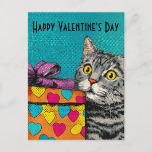Vintage Kat & Hart Cadeau Doos Valentijnsdag Briefkaart