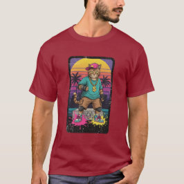 vintage kat hiphop stijl met retro zon t-shirt