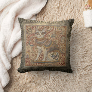 Vintage, kat motive kunst, Oud-Griekse stijl throw Kussen