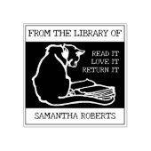 Vintage Kat Uit De Bibliotheek Van Rubberstempel (Afrduk)