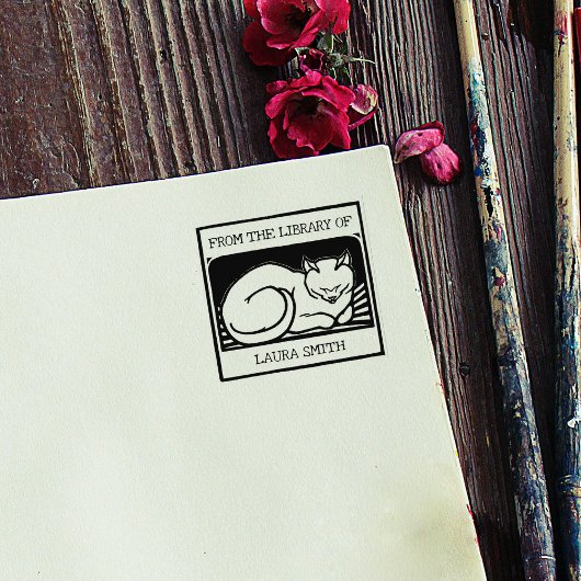 Vintage kat uit de bibliotheek van rubberstempel