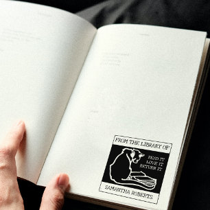 Vintage Kat Uit De Bibliotheek Van Rubberstempel