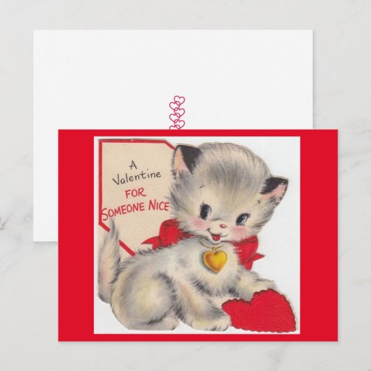 Vintage Kat Valentijn Briefkaart (Voorkant / Achterkant)