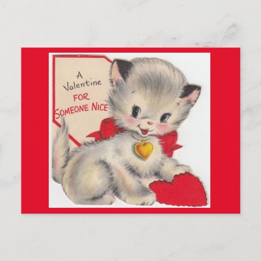 Vintage Kat Valentijn Briefkaart (Voorkant)