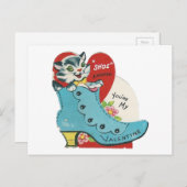 Vintage Kat Valentijn Feestdagenkaart (Voorkant / Achterkant)