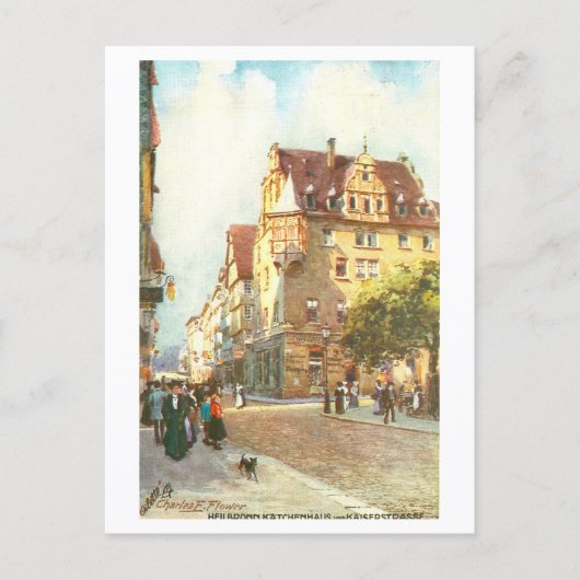 Vintage Katchenhaus and Kaiserstrasse in Heilbronn Briefkaart (Voorkant)