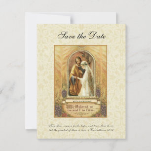Vintage Katholieke Trouwdag Religieus Bewaar de D Save The Date