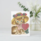Vintage Katje in Pet Valentijn Feestdagenkaart (Staand voorkant)