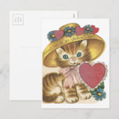 Vintage Katje in Pet Valentijn Feestdagenkaart (Voorkant / Achterkant)