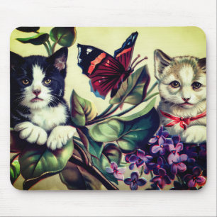 Vintage katjes met vlinder muismat