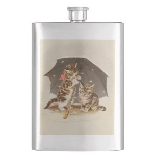 Vintage katjes onder paraplu antieke kat kunst flacon