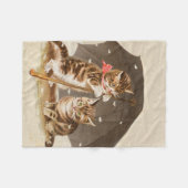 Vintage katjes onder paraplu antieke kat kunst fleece deken (Voorkant (Horizontaal))
