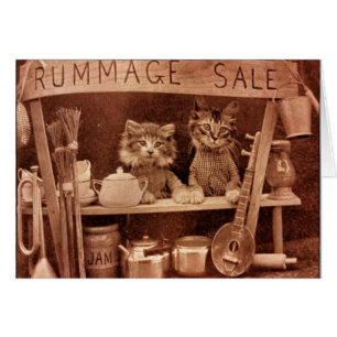 Vintage - Katten bij een Rummage Sale
