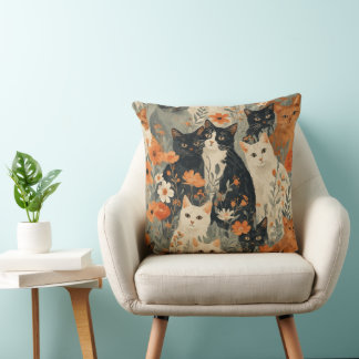 Vintage katten & bloemenkussen kussen