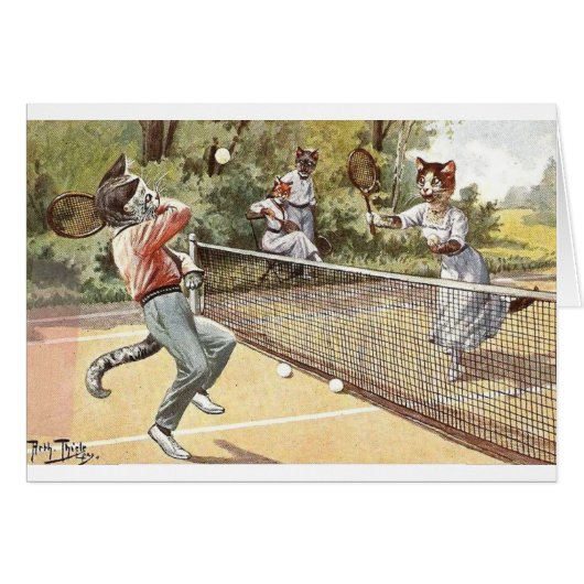 Vintage - Katten die Tennis spelen, (Voorkant Horizontaal)