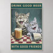 Vintage katten en bier poster (Voorkant)
