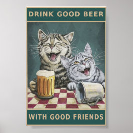 Vintage katten en bier poster