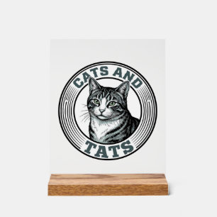 Vintage katten en tatoeages graveer kat ontwerp_1 acryl bord
