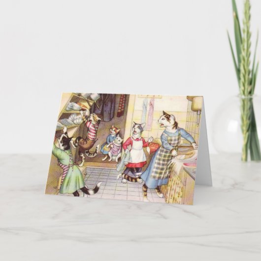 Vintage - Katten in de Keuken, Kaart (Voorkant)