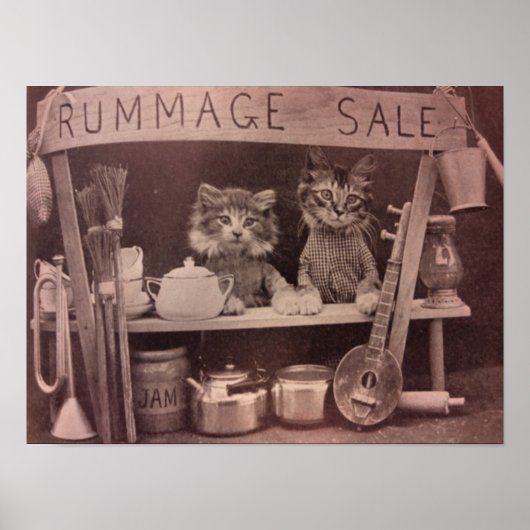 Vintage katten Rummage Verkoop Poster (Voorkant)