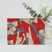 Vintage Katten Stof Ontwerp Plat Kaart (Staand voorkant)