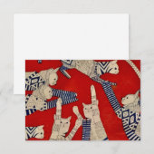 Vintage Katten Stof Ontwerp Plat Kaart (Voorkant / Achterkant)