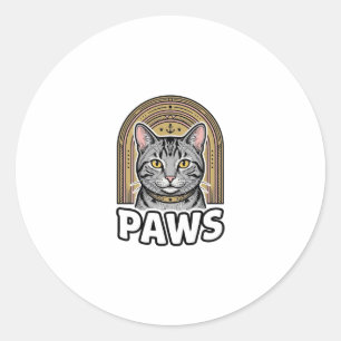 Vintage kattenpoten graveerstijl grafisch ontwerp_ ronde sticker