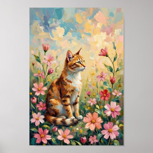 Vintage kattentuin bloemenkunst poster (Voorkant)