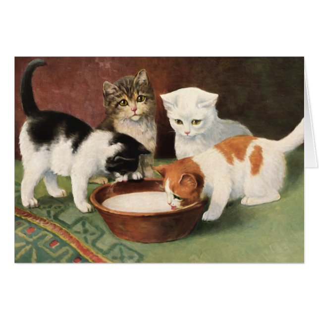 Vintage Katzen und Milch (Voorkant Horizontaal)