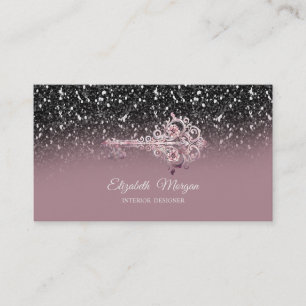 Vintage Kay Zwarte Glitter Pailletten Visitekaartje